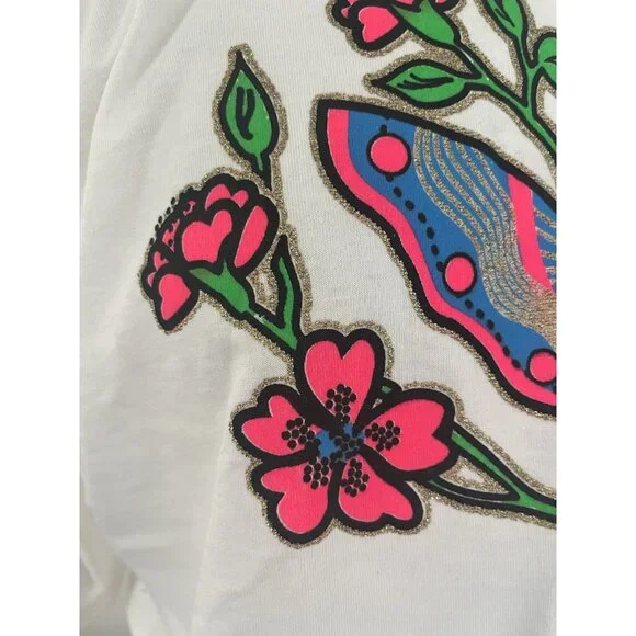 YES Clothing Co. Vintage 90s Y2K Fairy Neon Butterfly Crop T-Shirt One Size - Picture 9 of 11